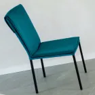 Silla de Salón en Terciopelo Antimanchas y Estructura Negra - Haroon Viadurini