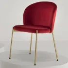 Silla de Salón en Terciopelo Tapizado y Metal Dorado 4 Piezas - Assunta Viadurini