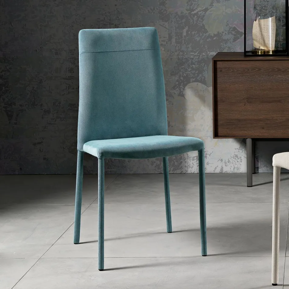 Silla de Salón Totalmente Tapizada en Tela Made in Italy - Lorelai Viadurini