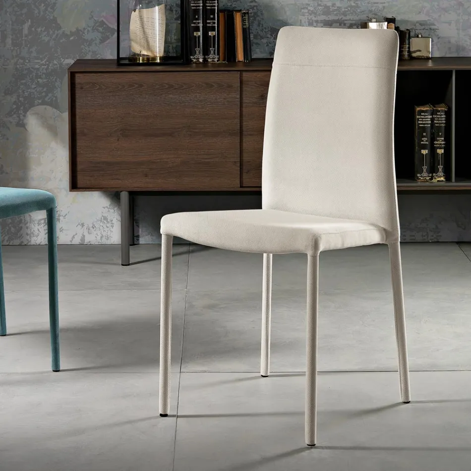 Silla de Salón Totalmente Tapizada en Tela Made in Italy - Lorelai Viadurini
