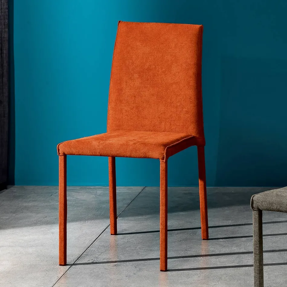 Silla de Salón Totalmente Tapizada en Tela Made in Italy - Rosetta Viadurini