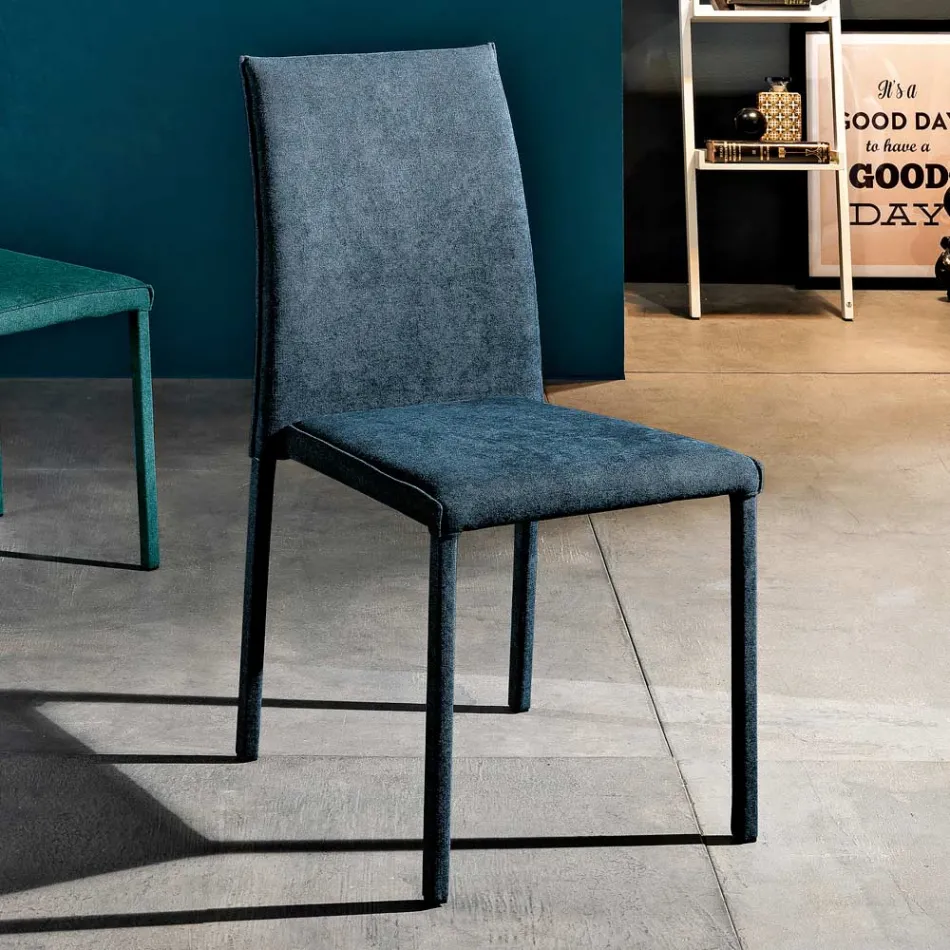 Silla de Salón Totalmente Tapizada en Tela Made in Italy - Rosetta Viadurini