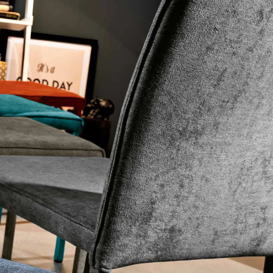 Silla de Salón Totalmente Tapizada en Tela Made in Italy - Rosetta Viadurini