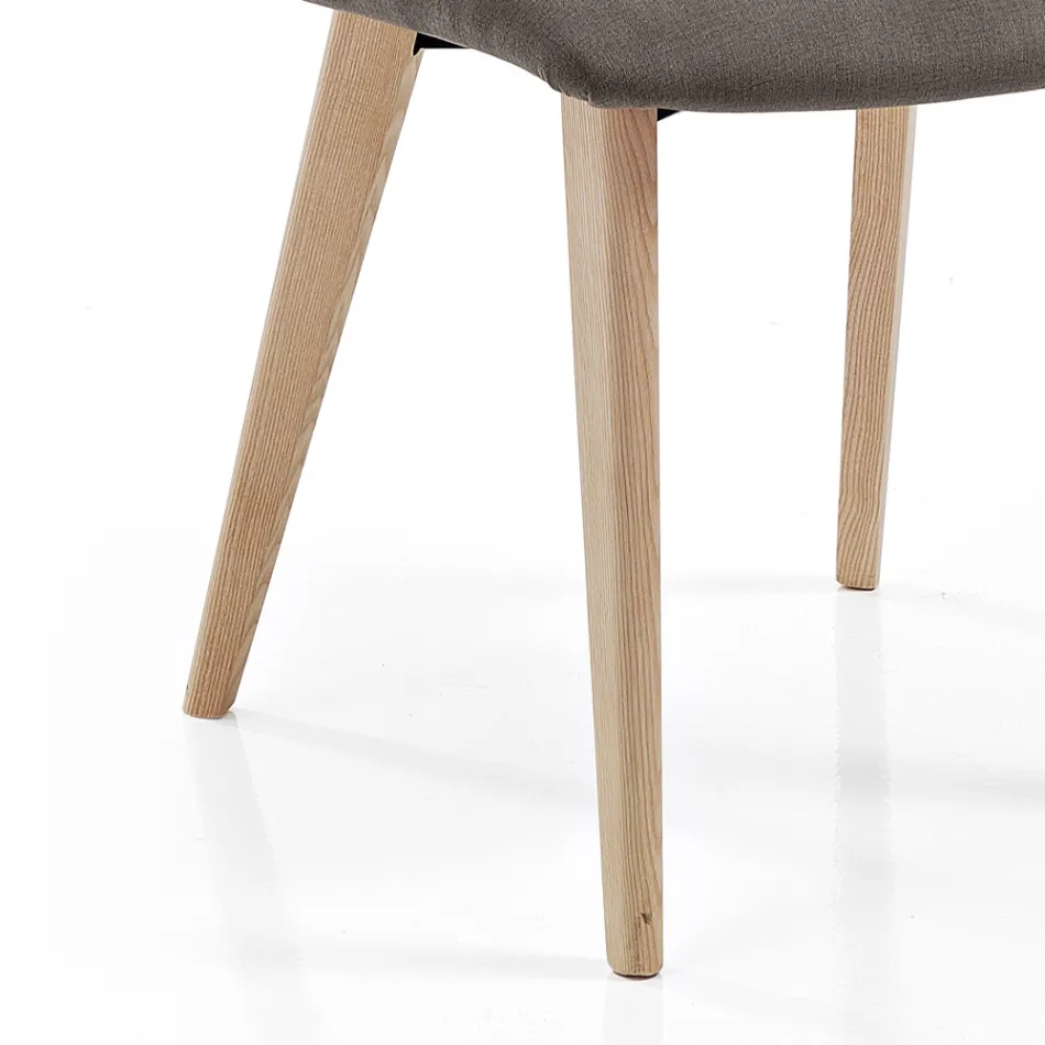 Silla de Salón Tapizada en Tela y Patas de Fresno Diseño - Florinda Viadurini