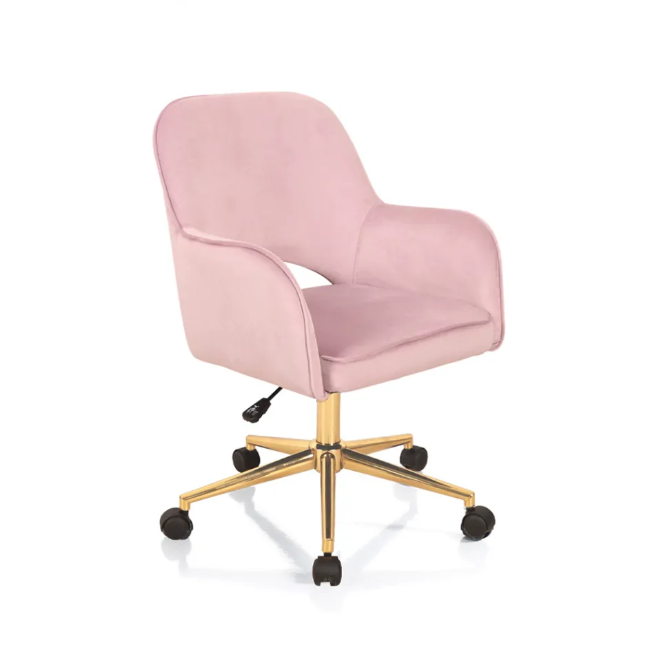 Silla de Oficina con Base de Metal y Asiento de Tela - Anguila Viadurini