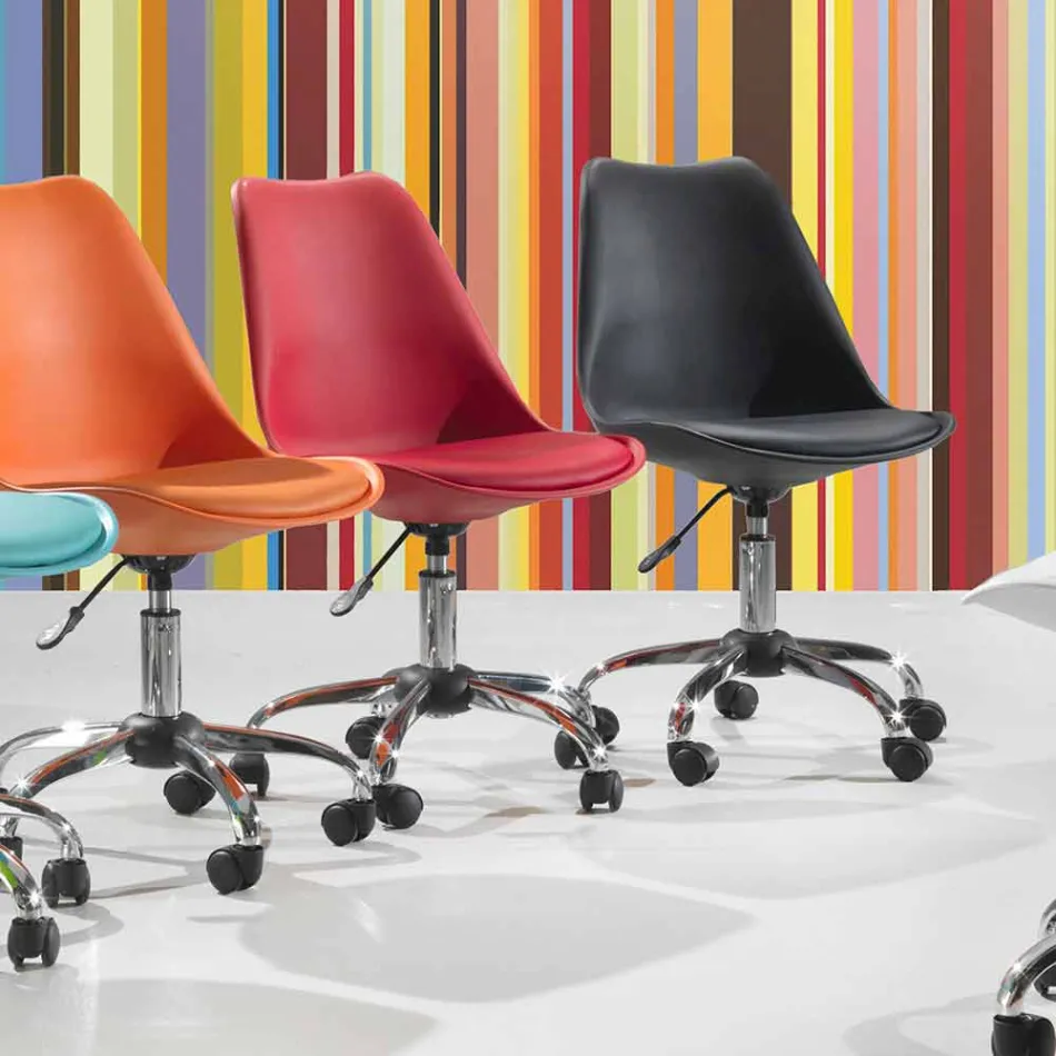 Silla de oficina con elevador de gas en polipropileno coloreado y metal - Loredana Viadurini