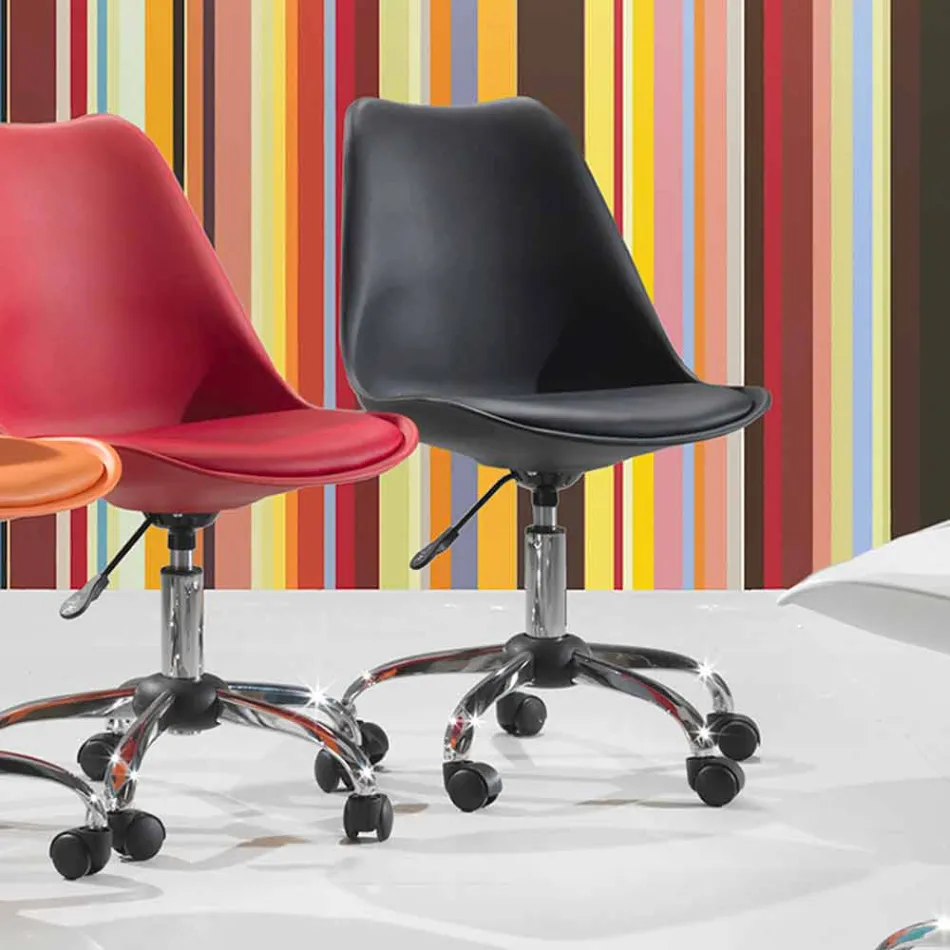 Silla de oficina con elevador de gas en polipropileno coloreado y metal - Loredana Viadurini