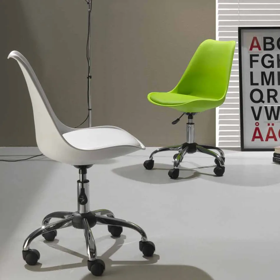 Silla de oficina con elevador de gas en polipropileno coloreado y metal - Loredana Viadurini