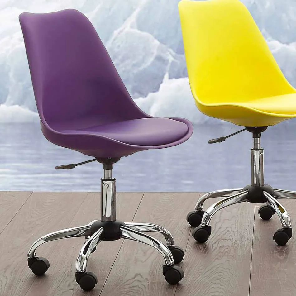 Silla de oficina con elevador de gas en polipropileno coloreado y metal - Loredana Viadurini