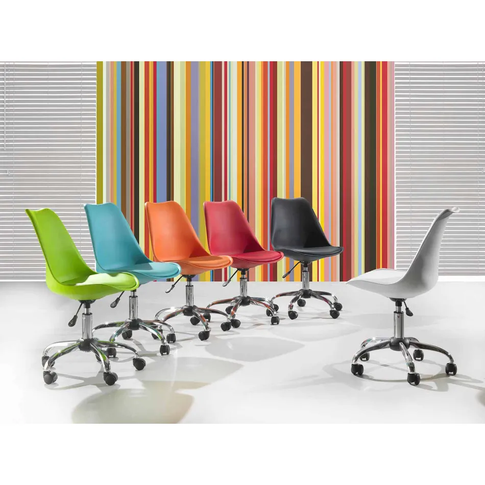 Silla de oficina con elevador de gas en polipropileno coloreado y metal - Loredana Viadurini