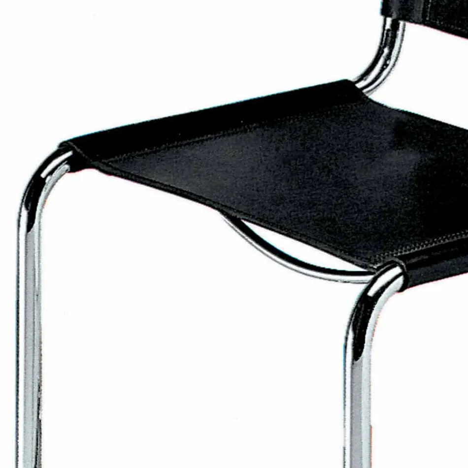 Silla de oficina de cuero con estructura de acero cromado Made in Italy - Elite Viadurini
