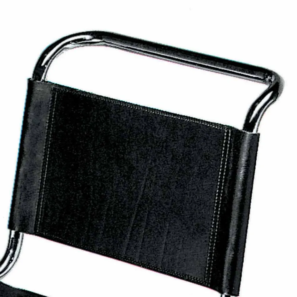 Silla de oficina de cuero con estructura de acero cromado Made in Italy - Elite Viadurini