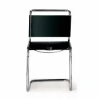 Silla de oficina de cuero con estructura de acero cromado Made in Italy - Elite Viadurini