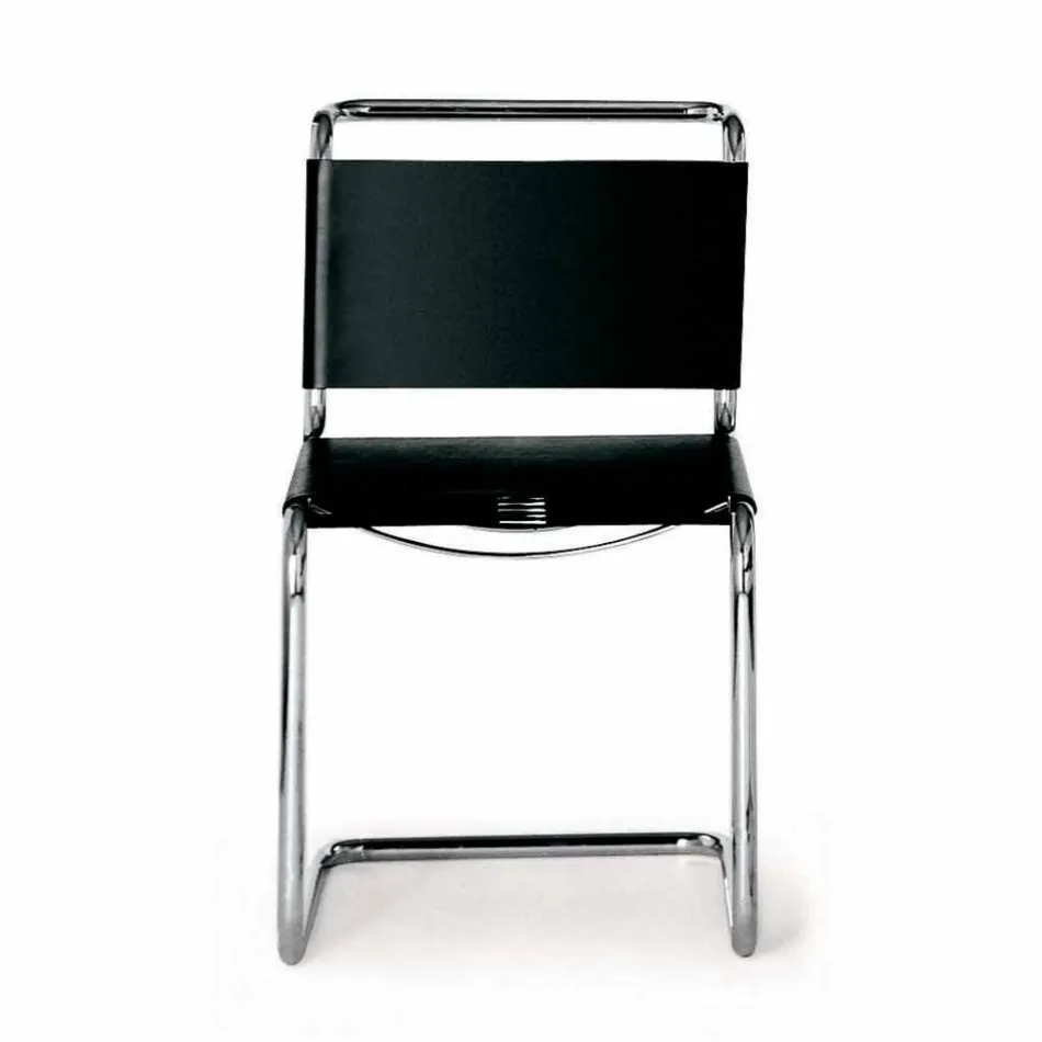 Silla de oficina de cuero con estructura de acero cromado Made in Italy - Elite Viadurini