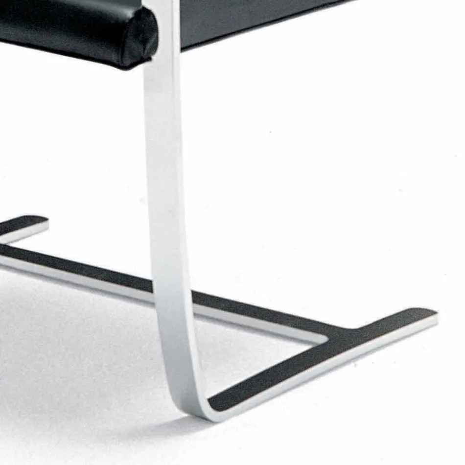 Silla de oficina de cuero con estructura de acero cromado Made in Italy - Cuarzo Viadurini