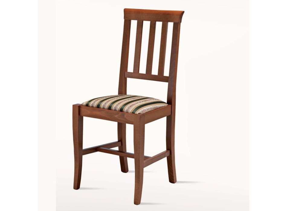 Silla de diseño clásico en madera y asiento en tela Made in Italy - Dorina Viadurini