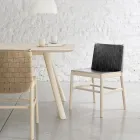 Silla de alta calidad en madera de haya y cuero Made in Italy, 2 piezas - Nora Viadurini