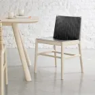 Silla de alta calidad en madera de haya y cuero Made in Italy, 2 piezas - Nora Viadurini