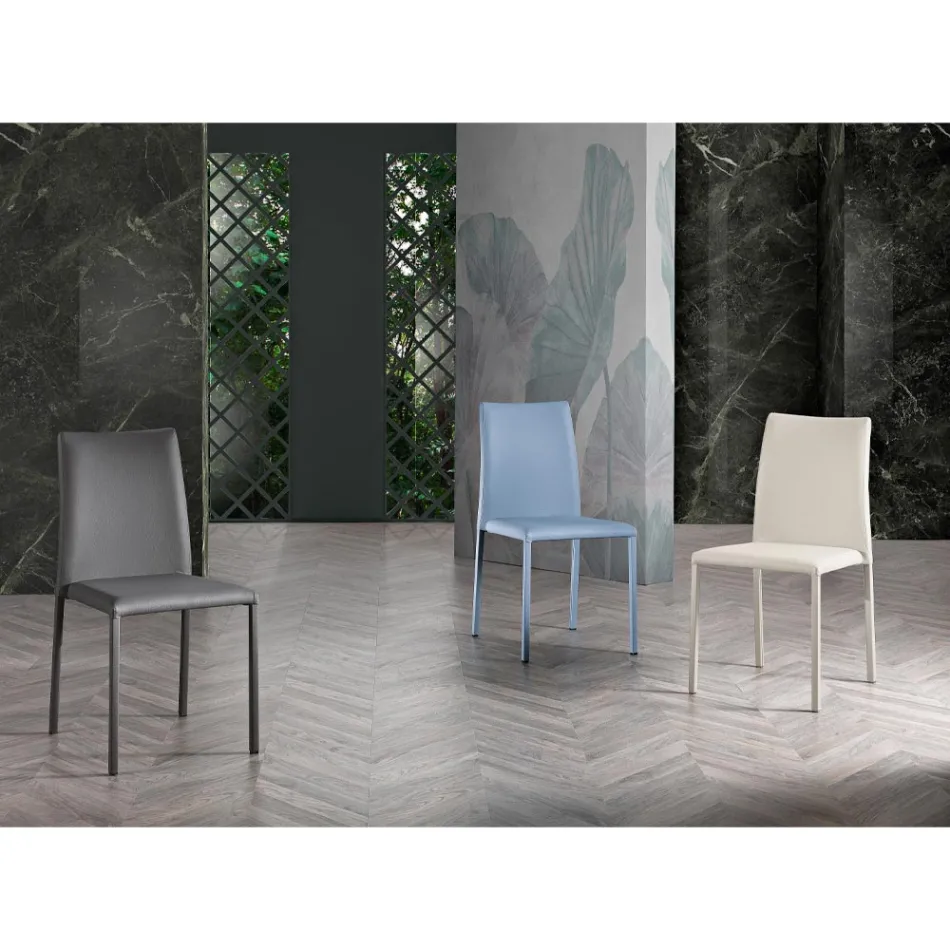 Silla elegante de diseño moderno en piel sintética de colores para el salón - Grenger Viadurini