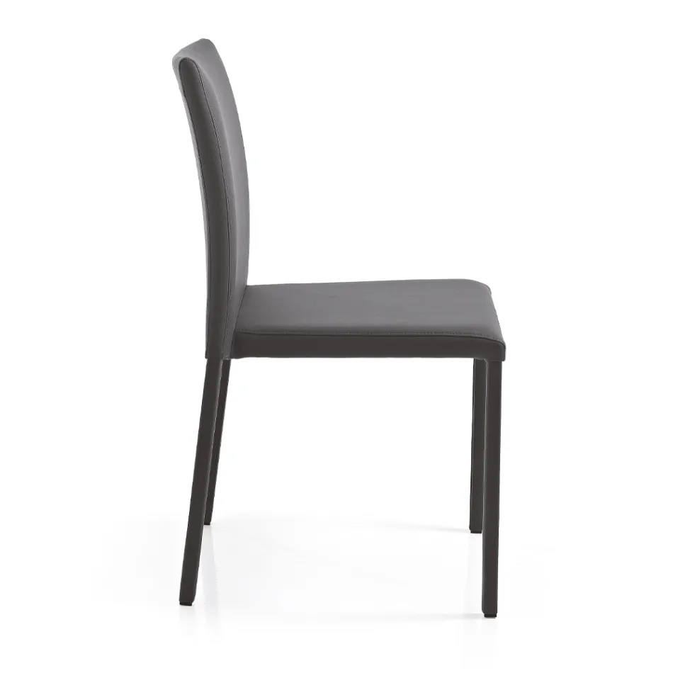 Silla elegante de diseño moderno en piel sintética de colores para el salón - Grenger Viadurini