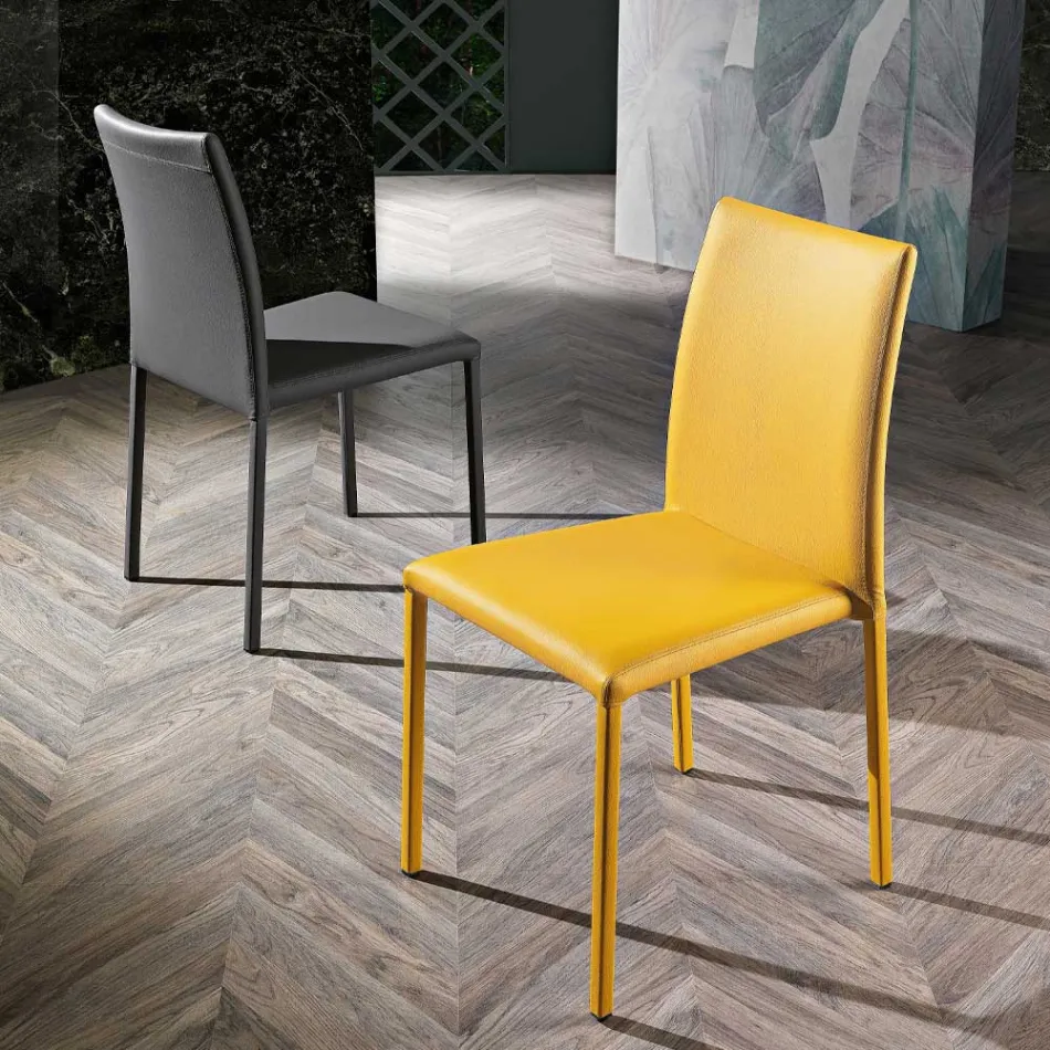 Silla elegante de diseño moderno en piel sintética de colores para el salón - Grenger Viadurini