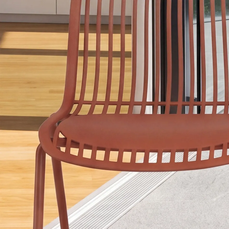 Chagall - Silla de diseño para interiores y exteriores en polipropileno y metal. Viadurini