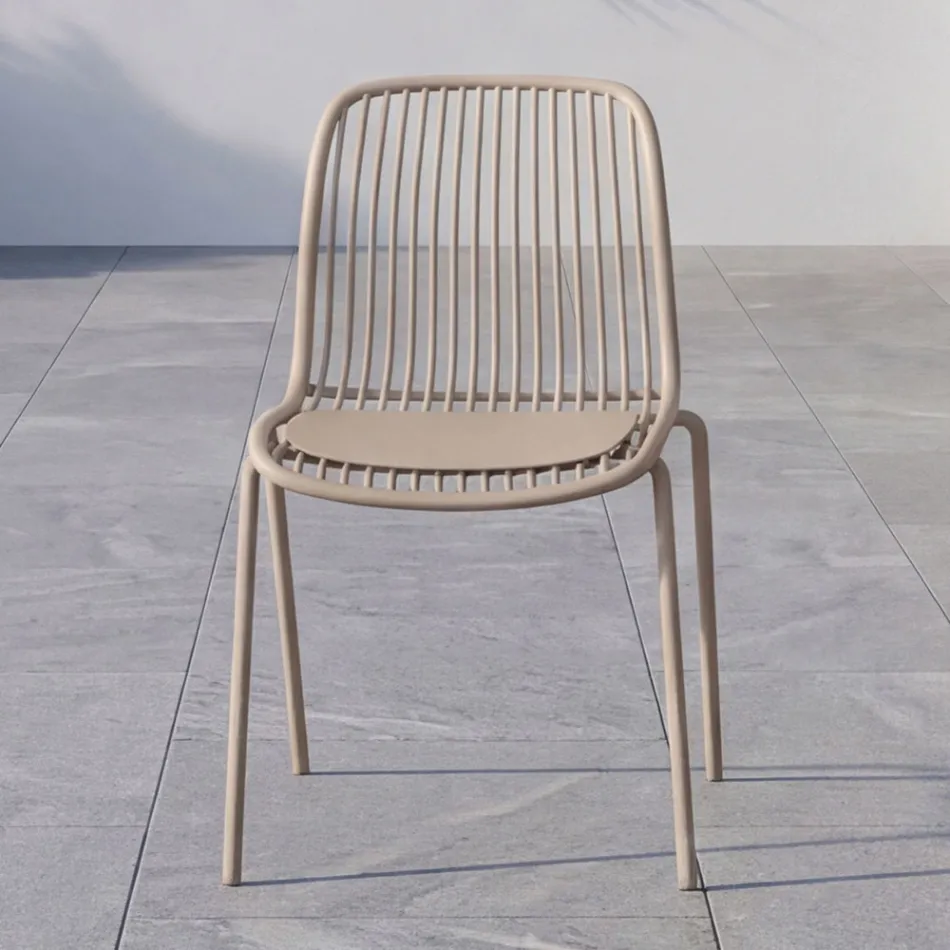 Chagall - Silla de diseño para interiores y exteriores en polipropileno y metal. Viadurini