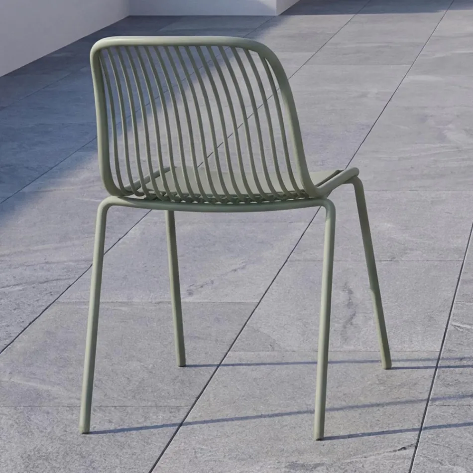 Chagall - Silla de diseño para interiores y exteriores en polipropileno y metal. Viadurini