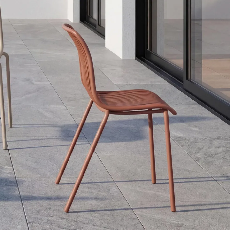 Chagall - Silla de diseño para interiores y exteriores en polipropileno y metal. Viadurini