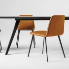 Silla de cuero de lujo con patas de metal Made in Italy, 2 piezas - Molde Viadurini