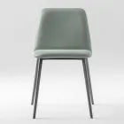 Silla de cuero de lujo con patas de metal Made in Italy, 2 piezas - Molde Viadurini