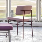 Silla de tela de lujo con base de metal Made in Italy, 2 piezas - Alaska Viadurini