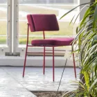 Silla de tela de lujo con base de metal Made in Italy, 2 piezas - Alaska Viadurini