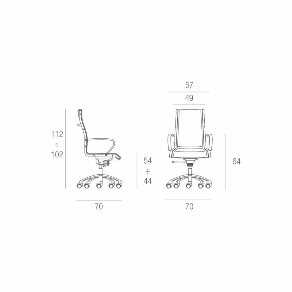 Silla ejecutiva de diseño producida en Italia en la red Agata. Viadurini