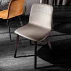 Silla elegante de diseño moderno en terciopelo de colores y madera - Bizet Viadurini