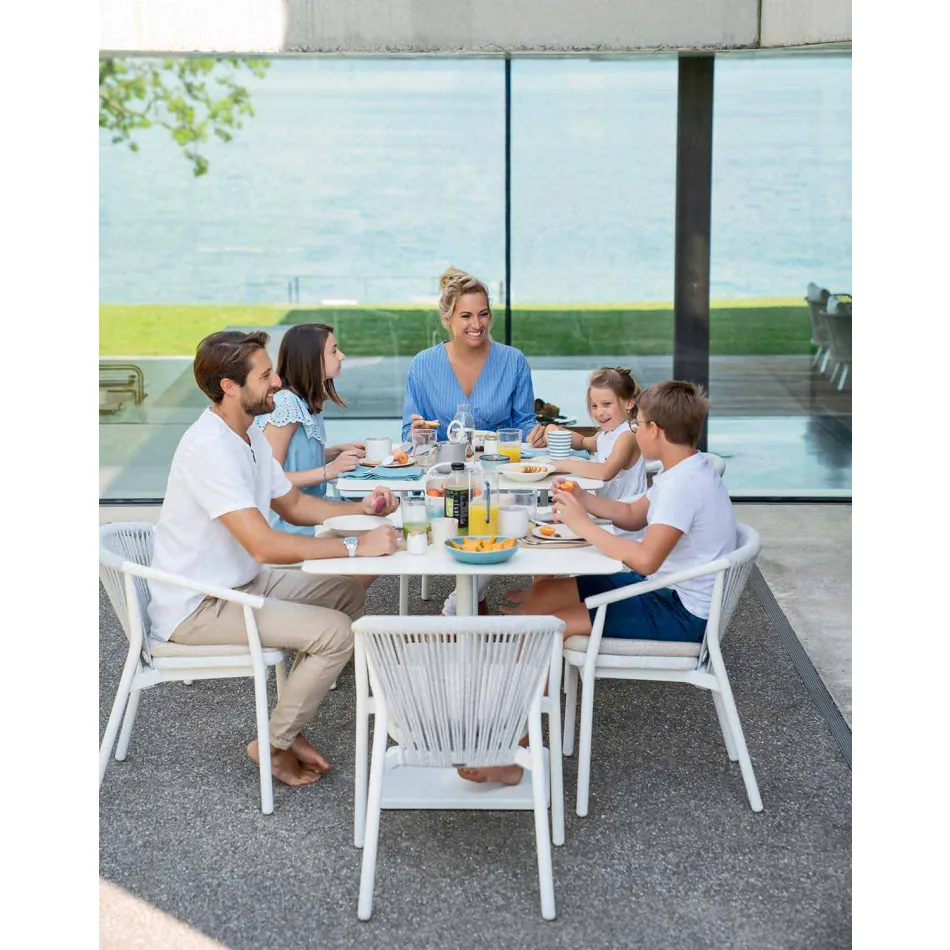 Silla de exterior con reposabrazos apilable tapizado H 78cm - Smart by Varaschin Viadurini