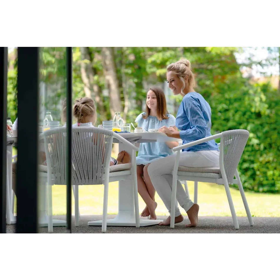 Silla de exterior con reposabrazos apilable tapizado H 78cm - Smart by Varaschin Viadurini