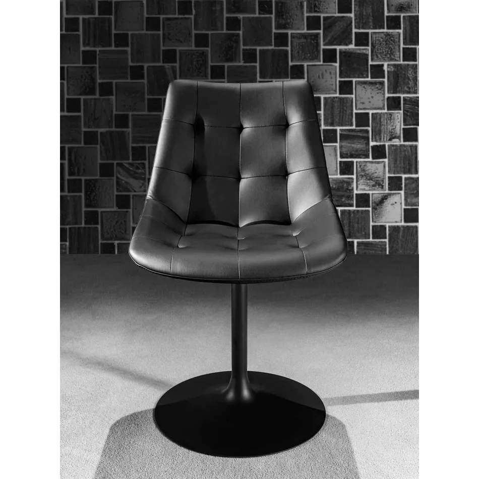 Silla Giratoria, Asiento en Ecopiel Procesamiento Capitonnè - Aura Viadurini