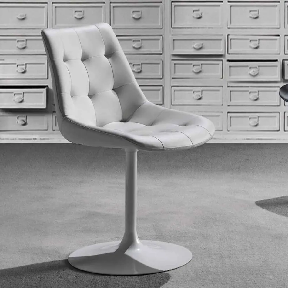 Silla Giratoria, Asiento en Ecopiel Procesamiento Capitonnè - Aura Viadurini