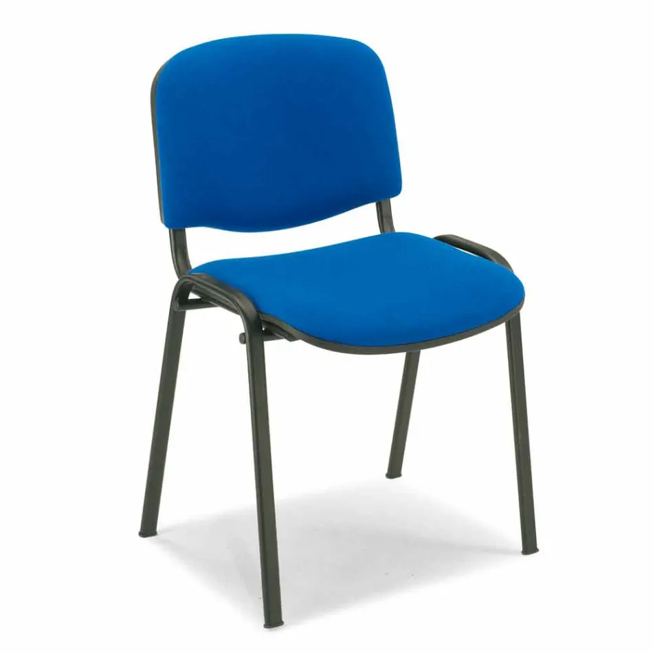 Silla acolchada para sala de espera con base moderna de metal negro - Carmela Viadurini