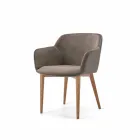 Silla acolchada con base de fresno y asiento de tela o piel – Bardella Viadurini