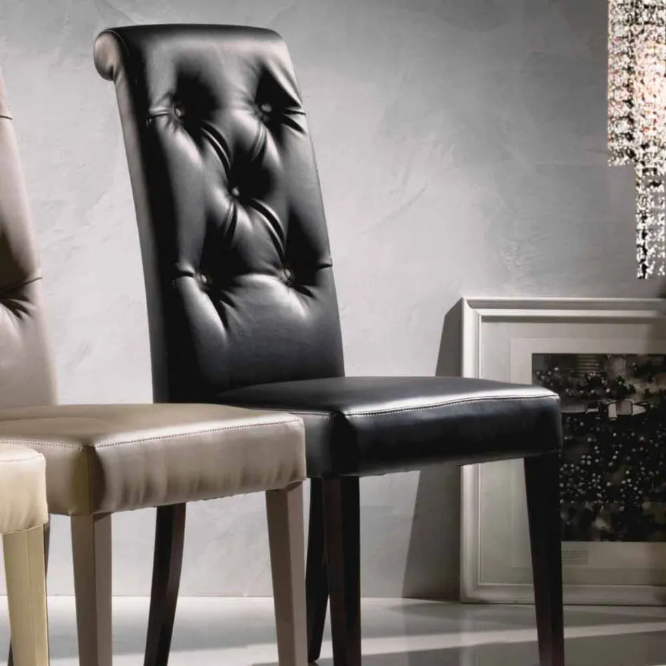 Silla de diseño tapizada, con procesamiento Capitonnè - Diana Viadurini