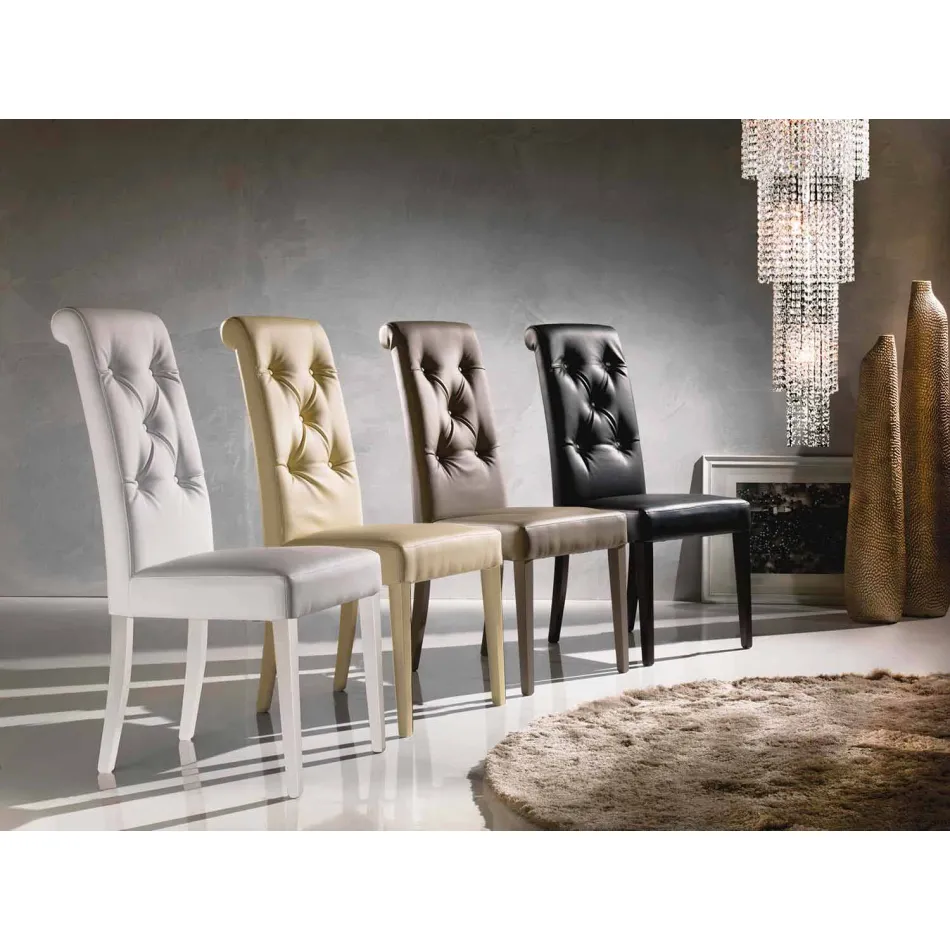 Silla de diseño tapizada, con procesamiento Capitonnè - Diana Viadurini