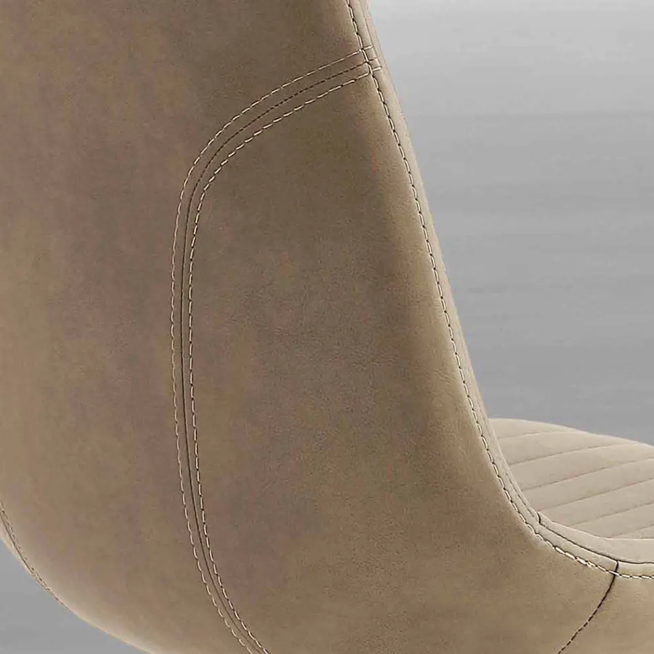 Silla tapizada en nobuk ecológico y metal, diseño moderno, Taranto Viadurini