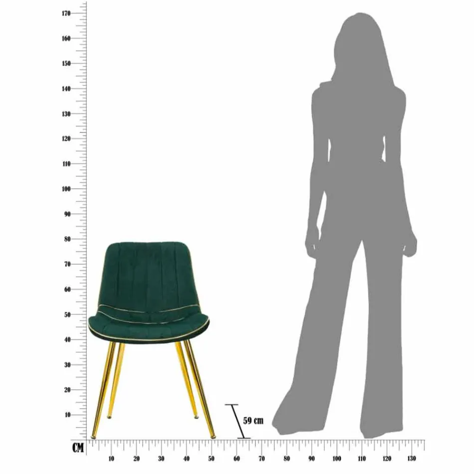 Silla de comedor de diseño tapizado en madera y tela, 2 piezas - Kolly Viadurini