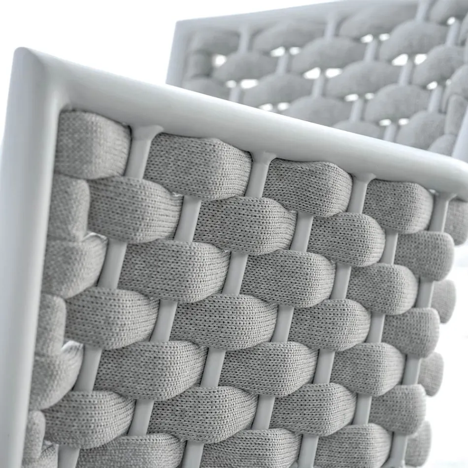 Silla apilable con brazos y respaldo de cuerda tapizados - Gardenia Viadurini