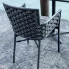 Silla apilable con brazos y respaldo de cuerda tapizados - Gardenia Viadurini