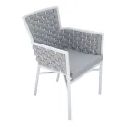 Silla apilable con brazos y respaldo de cuerda tapizados - Gardenia Viadurini