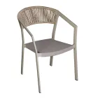 Silla Apilable con Asiento de Textilene y Respaldo de Mimbre Torcido - Passion Viadurini