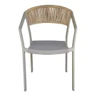 Silla Apilable con Asiento de Textilene y Respaldo de Mimbre Torcido - Passion Viadurini